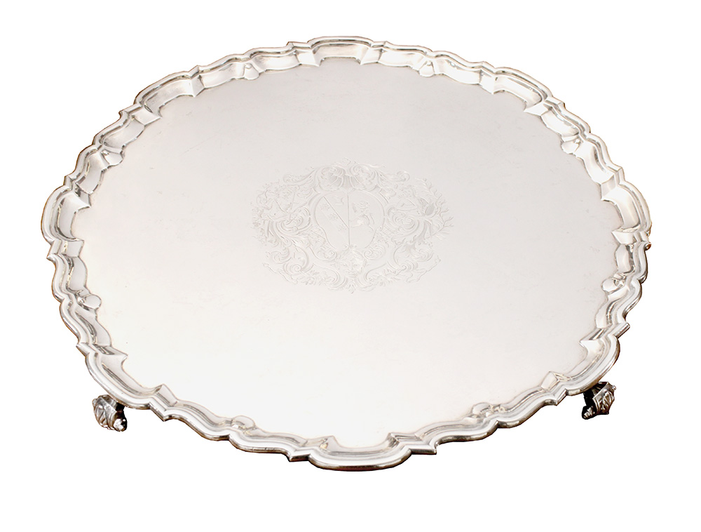 Georgian Sterling Salver with Armory